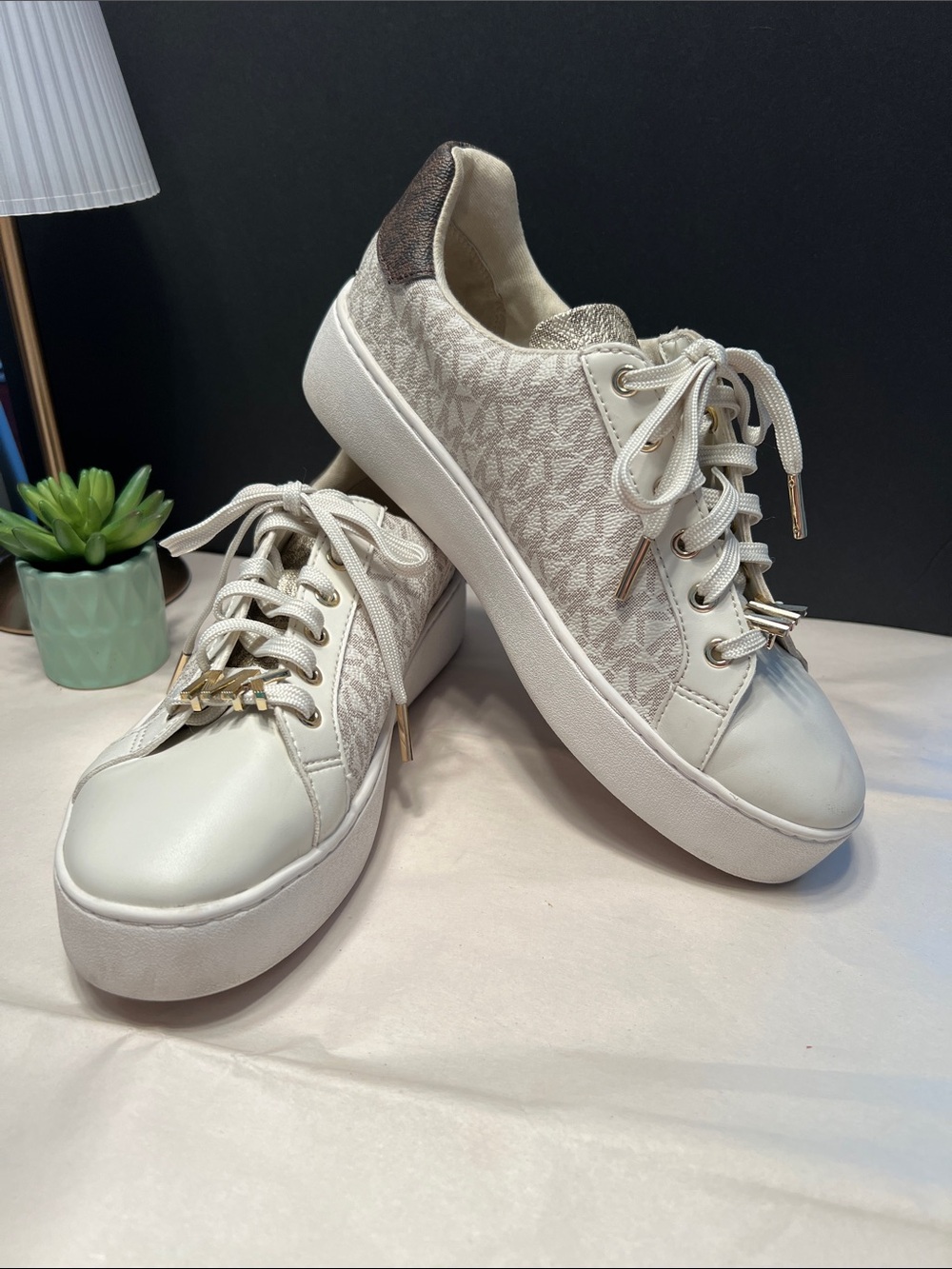 MICHAEL Michael Kors Keaton Cream and Beige Slip-On Platform Sneakers